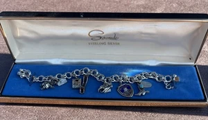 Serenade Sterling Silver Charm Bracelet 28.5 g. Western Theme Charms 7.5” Length - Picture 1 of 22