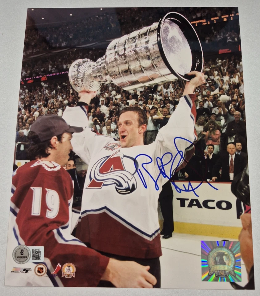 HOF ROB BLAKE ASSINADO COLORADO AVALANCHE STANLEY CUP FOTO 8X10 COM CERTIFICADO DE AUTENTICIDADE BECKETT - Imagem 1 de 1