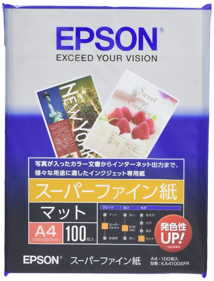 EPSON super fine paper A4 100 sheets KA4100SFR - Image 1 of 1