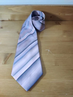 Croft & Barrow Mens Necktie Silk Tie Blue  Striped Stripes L-59 W-3 1/2  - Image 1 of 4