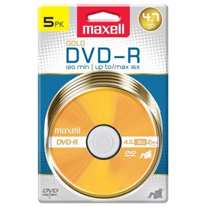Maxell 638033 DVD-R COLOR 5PK CARD Recordable Discs 4.7GB 16X 120 Mi (US IMPORT) - Photo 1/6