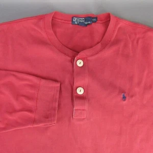 Polo Ralph Lauren Henley Hemd Langarm Baumwolle Freizeit XXL verwaschen rot gedeckt - Bild 1 von 10