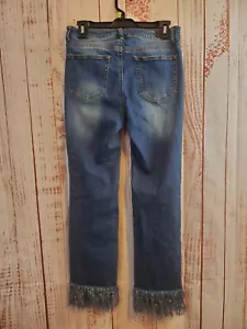 Black Label C’Est Toi Jeans Womens 7 Stretch Midrise Raw Hem Distressed Denim - Picture 1 of 13