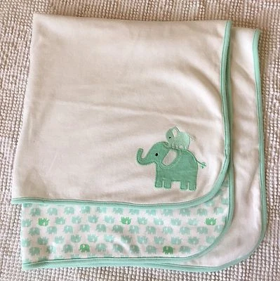 Manta envolvente Garanimals Baby Reviving Lovey verde elefantes borde borde adorno LINDA Foto 1 de 4