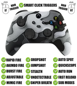 Controlador Modded White Camo Silencioso Modz Smart Click Triggers para Xbox y PC - Imagen 1 de 2