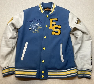 Vtg Rare Runtz Jacket Men Large Adult Blue Yellow Letterman Varsity Fire Society - Image 1 of 4