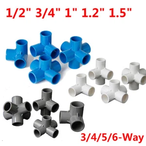 PVC 3/4/5/6-Way Elbow Connector Pipe Fittings 1/2" 3/4" 1" 1.2" 1.5" Blue White - Picture 1 of 6