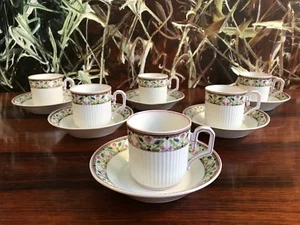 6 antike LIMOGES R & F France kleine Kaffeetassen / Mokkatassen mit Untertassen - Bild 1 von 5