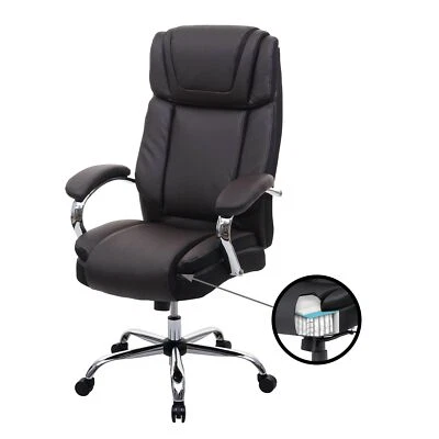 MODERNE-WOHNIDEEN B-Ware XXL Bürostuhl MCW-H94, Drehstuhl, 220kg belastbar Kunstleder, braun