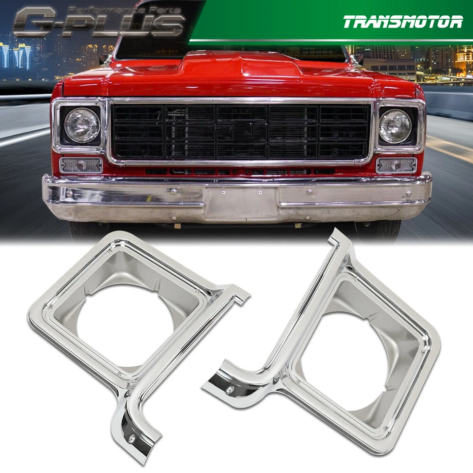 Ajuste para camioneta Chevy GMC C/K 1973-1978 bisel plateado de borde de faros Foto 1 de 4