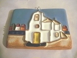GREEK ORTHODOX WHITE CHURCH TILE 5.50" MADE GREECE PORCELAIN RED CLAY DEDALLOS - Picture 1 of 6
