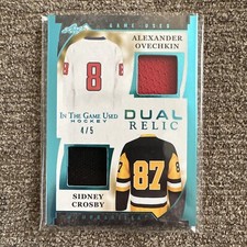 2022-23 Leaf In The Game Used Dual Relic /5 Sidney Crosby Alexander Ovechkin