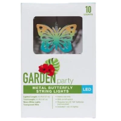 Metal Butterfly LED Light Set String Lights 5.5Ft Length 10 Lights Warm White - Image 1 of 4