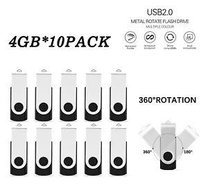 10 Pack 4GB Memory Stick USB 2.0 Flash Drive Thumb Pen Drive Rotating USB Drive - Picture 1 of 17