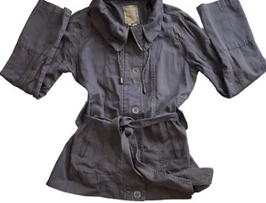 Womens Ashley Jacket • Gray • Zip & Button Close & Belt Tie At Waist Size Small - Picture 1 of 9