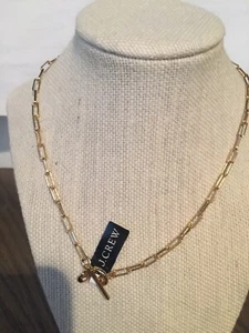 J. Crew T-Bar Paper Clip Link Chain Necklace Silver Or Gold NWT - Picture 1 of 5
