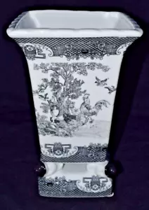 Jarrón jardinera Chinoiserie De Chang Tao Ci blanco y negro 11" - Imagen 1 de 18
