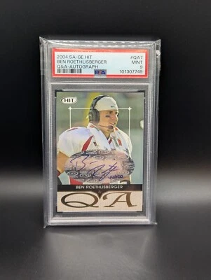 2004 Ben Roethlisberger Sage Hit Rookie Card Q&A Autograph SP #/100 PSA 9 - Image 1 of 2