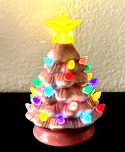 Mr Christmas Lit Nostalgic Mini PINK Lit Ceramic Christmas Tree Ornament - Picture 1 of 20