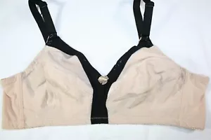 937X08 Hanesbrand 88127 Cotton Bra with Side Boning 42B Beige & Black - Picture 1 of 2