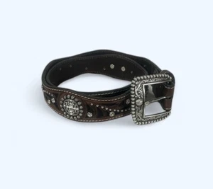 Ariat Ladies Cross Concho Embossed 1 1/2" Leather Belt A1513002-M 36" Length - Picture 1 of 7