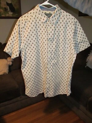 Woolrich Men's Size Large Button Up Shirt Short Sleeve 100% Cotton Tan & Brown - Image 1 of 4