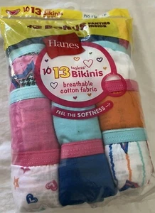 Hanes Girls Size 6 - 13 Pairs of Tagless Soft Breathable Cotton Bikinis G13BKI - Picture 1 of 2