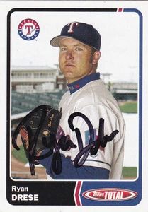RYAN DRESE TEXAS RANGERS SIGNED 2003 CARD CLEVELAND INDIANS WASHINGTON NATIONALS - Picture 1 of 1