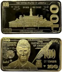 Donald Trump 24K Gold Plated $100 Bar - Collectible Coin/Bar In Protective Case - Picture 1 of 7