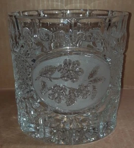 Bucket Champagne Wine Ice Heavy Crystal Embossed Frosted Floral 6" Tall - Picture 1 of 8