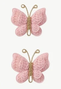 Girls Adorable Pink  & Gold Butterfly Knit  Hair Clip Set - Picture 1 of 5