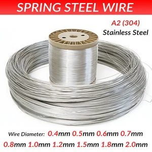 304 Stainless Steel Spring Steel Wire Dia 0.4 0.5 0.6mm to 2.0mm DIY Accessories - Picture 1 of 10