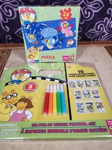 Arthur - 2 Piece Lot - 24pc Puzzle and Hidden Picture/Marker Set Both New - Picture 1 of 4