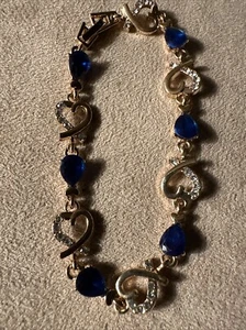 Love This Copper Bracelet With Blue Love Heart Zircon Stones - Picture 1 of 6