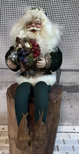 VTG '89 LYNN WEST Christmas Santa Elf Amaranth 13” SIGNED Sitting w/ Basket - Picture 1 of 12