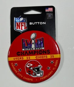 KANSAS CITY CHIEFS SUPER BOWL LVII CHAMPS NFL AUTHENTICATED FOOTBALL PINBACK NEW - Picture 1 of 2