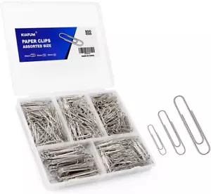 Paper Clips, 500 Pcs Assorted-Size Paperclips, Premium Silver Paperclip Large Me - Picture 1 of 7