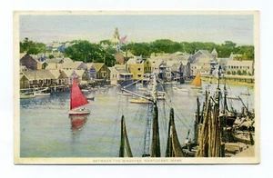 Nantucket MA Between the Wharves, vela colorida, postal de 1931 Marshall Gardiner - Imagen 1 de 2