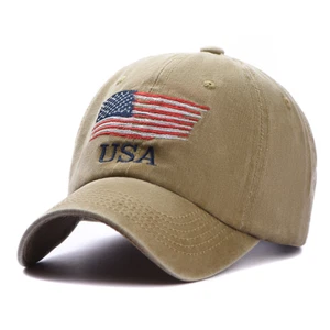 USA Flag Baseball Cap Navy Yellow Adjustable Dad Hat Patriotic Embroidered -Gift - Picture 1 of 7