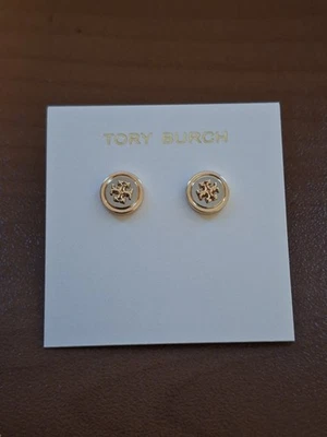 Tory Burch Kira Metal Circle-Stud Earring Gold & Silver 18K Gold Plated Brass - Image 1 of 4