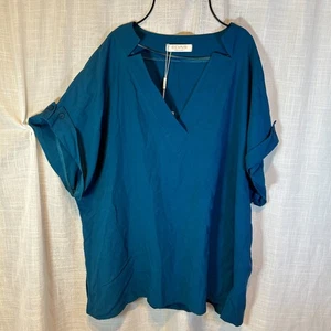 EDAS Italian Blue Blouse – Short Sleeve – Size TG (XL) – BNWT - Bild 1 von 14