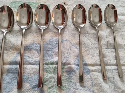 7 cucchiaini Da Caffè Sambonet In Acciaio Lucido Vintage  - Immagine 1 di 4