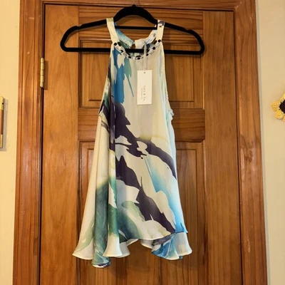 Lucy & Co Women’s Summer Floral Top Flowy Sleeveless Red Size S/M - Imagem 1 de 4