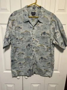 Patagonia Men's Hawaiian Shirt Blue, Organic Cotton, Loop Collar, Short Sleeve L - Picture 1 of 11