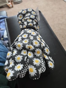 Gardening Gloves & Visor Set L/XL black/white Yellow Sun flowers New - Picture 1 of 4