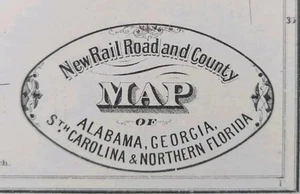 Vintage 1884 ALABAMA GEORGIA SOUTH CAROLINA Map 21"x13" ~ Old Antique Original  - Picture 1 of 5