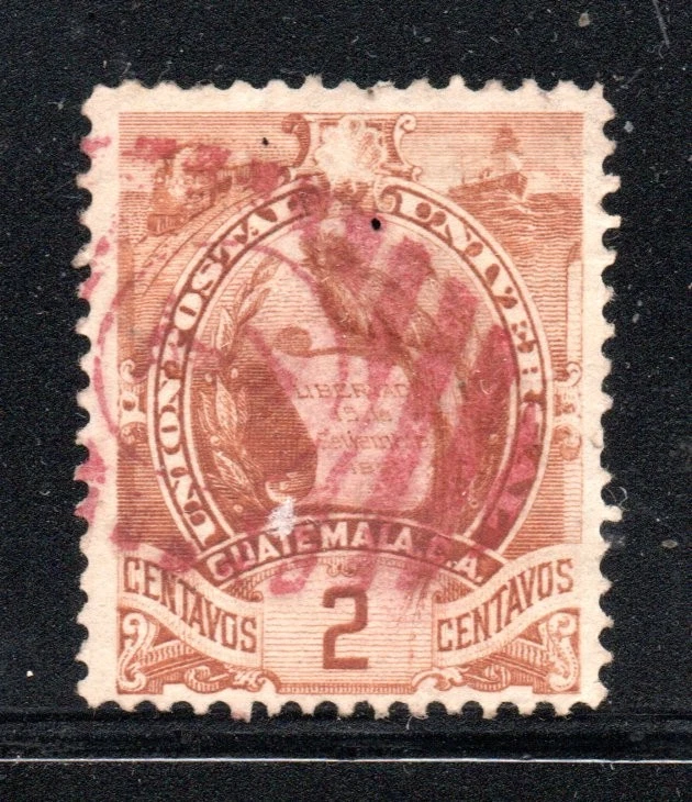 GUATEMALA, SELLO CLÁSICO, 2 CENTAVOS, MATASELLOS MUDO #DI- 074 Foto 1 de 1