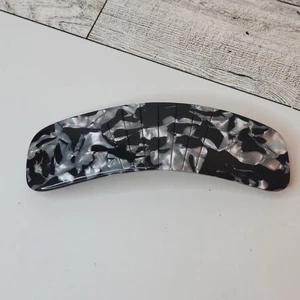 Vintage Haarspange Haarspange Schwarz Acetat Geschwungen Rechteckig Made In France - Bild 1 von 5