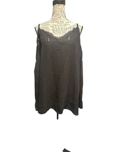 Torrid Satin Lace Tank Top 3X Blouse Cami Black Sexy Classic Career Basic Fairy - Picture 1 of 7