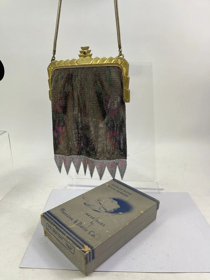 Antiker Art Deco Wittling Davis Dresden Mehrfarbig Top Zustand  Geldbörse mit Box - Bild 1 von 4